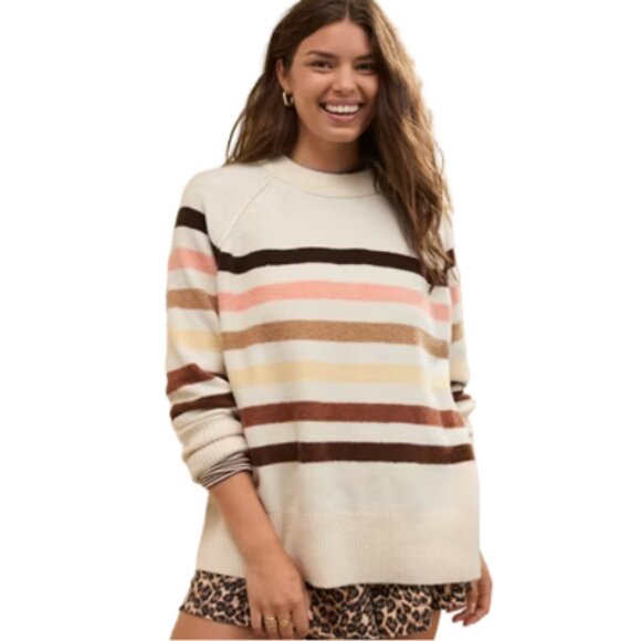 Aerie Womens Medium Striped Crew Neck Oversized Sweater CN - Picture 1 of 15